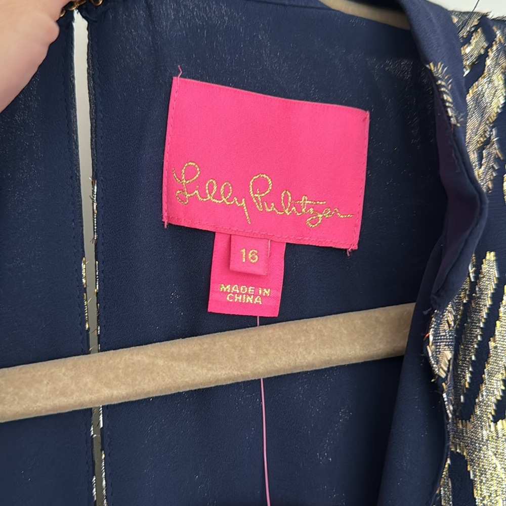 NWT Lilly Pulitzer Joella Silk Dress in True Navy - Picture 4 of 12